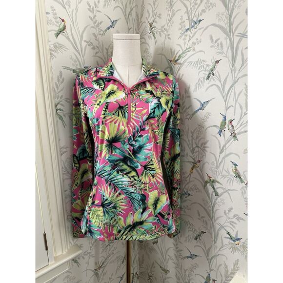 TOMMY BAHAMA Tropical Stretch Golf Zip 1/3 Long Sleeve Pullover Jacket Sz S/P - Picture 1 of 8